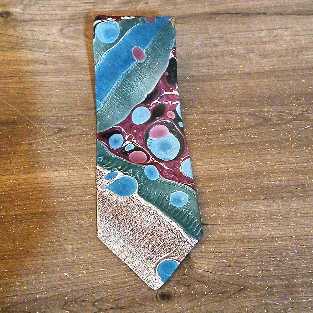 Vintage Marblesque By Brian O'Malley Australian Silk Tie Watercolor Print